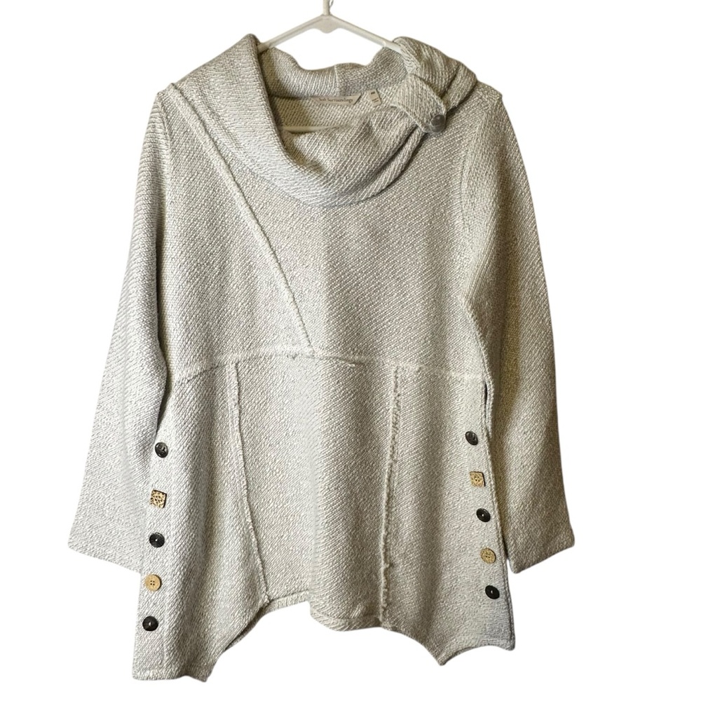 Soft Surroundings Breakwater Cowl‎ Neck Sweater Gray PM #3AZ93 Artsy Lagenlook